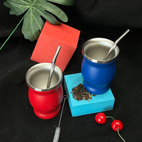 Tasse à Yerba Maté en Acier Inoxydable à Double Paroi Isolée avec Bombilla, Couvercle et Cuillère, 280 ml, Anti-fuite, Sans BPA, Thermos Classique, Isolation Thermique 12-24h
