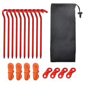 Estacas de aluminio para tienda de campaña de 18 cm con cuerda y hebillas, juego para camping, lona y uso en exteriores - Product Image 3