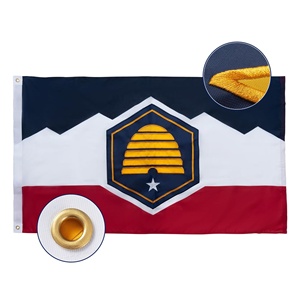 Drapeau de l'État de l'Utah des États-Unis, 3x5 pieds, brodé et cousu, en toile de nylon 210D robuste avec œillets en laiton – Vente en gros - Product Image 1
