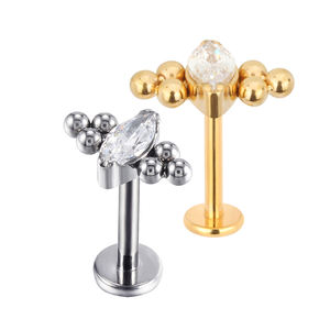 Factory ASTM F136 Titanium Marquise <b>Crystal</b> Ball Labret Ear Nose Body Piercing Jewelry - Product Image 1