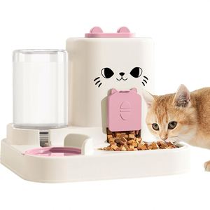 เครื่องให้น้ำสัตว์เลี้ยง 2 in 1 สำหรับแมว พลาสติกแข็งแรง กันน้ำ แบบกดมือ - Product Image 1