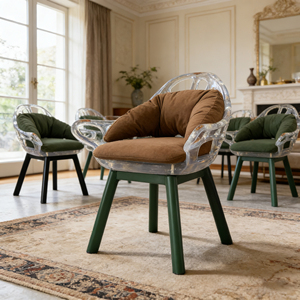 Silla Moderna <span class=keywords><strong>de</strong></span> <span class=keywords><strong>Resina</strong></span> Transparente <span class=keywords><strong>de</strong></span> Lujo con Diseño Ergonómico y Cojín Suave para Espacios Domésticos Elegantes - Product Image 1