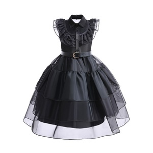 Costume de famille pour la fête de mardi, déguisement de luxe, robe de princesse noire pour filles Adams avec <span class=keywords><strong>accessoires</strong></span>, 3-10 ans - Product Image 2