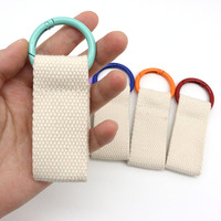 DIY Mini Custom Blank Plain Kleine Leinwand Stoff Namensschild Aufbügeln Stickerei Patch Schlüssel ring Schlüssel halter Schlüssel bund mit O-Ring
