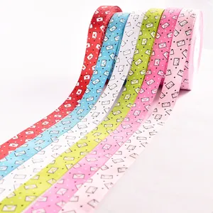 Polyester coloré personnalisé 5/8 pouces zigzag transfert de chaleur ruban de satin arc-en-ciel gros-grain ruban rouleau tissu pour emballage cadeau