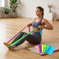 Ensemble de bandes de résistance portables en TPE, 5 couleurs, conception enroulable, fitness en voyage, 1500 mm de long, étirement, entraînement à domicile, entraînement en extérieur, musculation