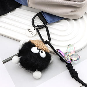 도매 수제 독특한 몬스터 플러시 블랙 푹신한 공 큰 눈 전화 케이스 가방에 대한 사용자 정의 색상 크기 팔찌 - Product Image 3