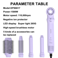Styler capillaire 5 en 1, brosse rotative en céramique ionique, moteur CC, 3 vitesses, 2 réglages de température, auto-nettoyage pour salon de coiffure