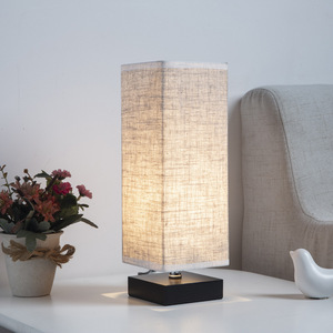 Lampe de table créative de style zen japonais et chinois, abat-jour en tissu, design carré, interrupteur à bouton, tension universelle pour salon - Product Image 4