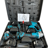 Ensemble Complet Personnalisable OEM de 4 Outils Électriques au Lithium Sans Balais : Perceuse à Main et Meuleuse d'Angle, avec Boîtier Rigide