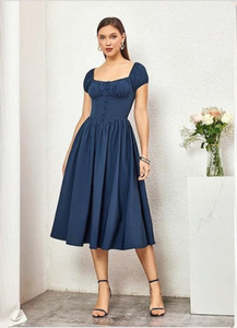 Vestido de Verano para Mujer, Estampado Floral, de Algodón, Corte en A, Informal, Transpirable, Ecológico, Elegante, para Uso Diario - Product Image 2