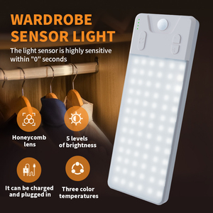Luce Sottopensile Ricaricabile Magnetica con Sensore di Movimento, Lampada Notturna Dimmerabile per Cucina, Camera da Letto, Armadio - Product Image 2