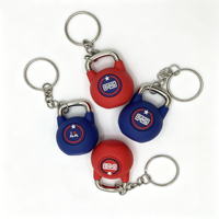 Porte-clés Kettlebell en PVC avec poignée métallique 3D personnalisée en usine, porte-clés plaque de poids en caoutchouc, cadeaux fitness avec logo de club de gym, faible MOQ