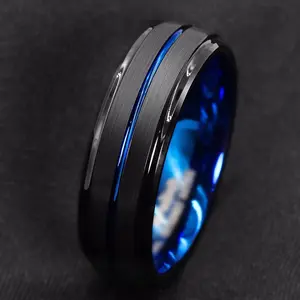 Loredana Fine Fashion Gentleman Jewelry For Men.Simple Style Deep Bath Scrub Craft Romantic Wedding Black Stainless Steel Ring