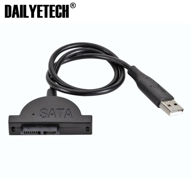USB 2.0 to Mini Sata II 7+6 13Pin Adapter for Laptop CD/DVD ROM Slimline Drive Converter Cable With Screw
