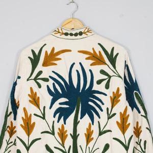 Luxury Boutique <b>Women</b> Velvet Suzani Jacket Traditional Embroidery Floral Boho Designer <b>Coat</b> Wholesale OEM Manufacturer Supplier - Product Image 6