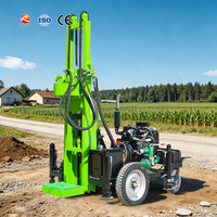 Foreuse hydraulique mobile sur roues pour puits d'eau, à moteur diesel, pour l'irrigation agricole et la construction