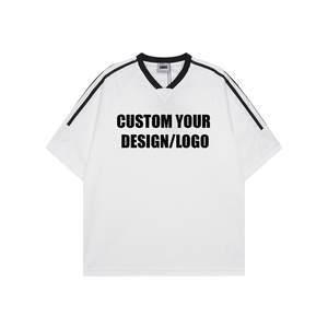 Camisetas personalizadas de gran tamaño con manga raglán para hombre, ropa de calle de verano, poliéster, cuello en V, malla a rayas, bloque de color, camiseta para hombre - Product Image 4