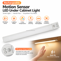 Lampu Kabinet Sensor Gerak PIR Isi Ulang 4 Mode Lampu LED Nirkabel di Bawah Kabinet dengan Warna & Peredupan yang Dapat Disesuaikan