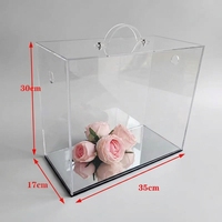 Boîte de rangement portable en acrylique transparent rectangulaire moderne avec poignée en perles pour fleurs éternelles