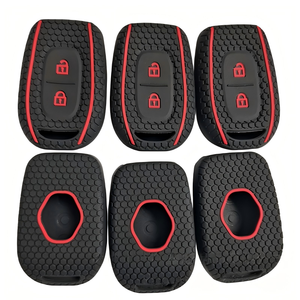 Coque de <span class=keywords><strong>protection</strong></span> en silicone noire avec ligne rouge pour clé de voiture <span class=keywords><strong>Renault</strong></span>, étui de clé d'origine durable - Product Image 2