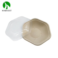 Contenants alimentaires hexagonaux profonds de 750 ml et 1000 ml, écologiques, en pulpe, compatibles micro-ondes, grands, avec couvercle