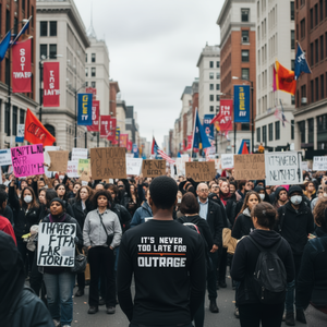 Camiseta de manga larga con estampado de protesta: Nunca es tarde para la indignación - Product Image 3