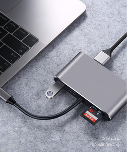 Dual <span class=keywords><strong>8</strong></span> in 1 HOT Verkauf 2 * <span class=keywords><strong>HDMI</strong></span> 4K RJ45 100M Typ C PD 100W Laden SD/TF USB Hub Typ C zu HDTV USB Hub Multi port Adapter - Product Image 4