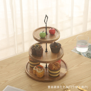 Wooden Dessert Display <b>Stand</b> <b>3</b> <b>Tier</b> Square Tray For <b>Cake</b> Fruit Pastry Wedding Party Tableware - Product Image 2