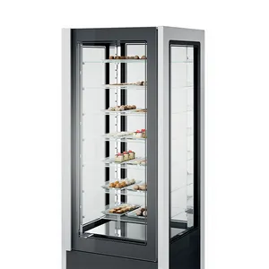 Prosky lemari kaca freezer Tampilan kue es krim pintu kaca persegi efisiensi tinggi dengan lampu Led setiap rak