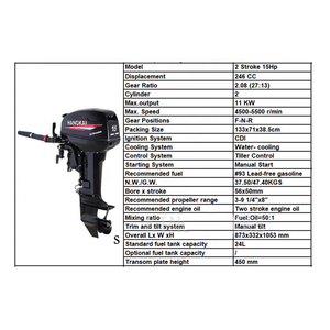 2-Takt 15PS Langschaft-Außenbordmotor mit Handstart, Hochwertiger Benzin-Außenbordmotor für Fischerboote, Hangkai 15 PS Außenbordmotor - Product Image 2