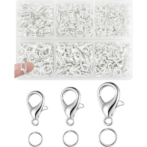 Juego de 400 piezas de accesorios para joyería DIY con cierre de langosta, ganchos y anillos chapados en aleación para la fabricación de pendientes y collares. - Product Image 5