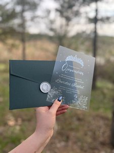 Luxe Unique Bleu Marine Doux 16 Enveloppes De Velours Pour Invitations Acrylique Quinceanera Avec Cire Sceau Faire Partie Mariage - Product Image 5