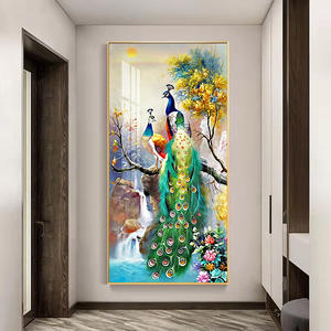 Couloir entrée décor moderne hôtel animal 5d diamant toile cristal porcelaine peinture photo mur art peinture décor - Product Image 1