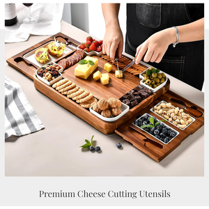Plateau de service carré extensible en bambou, durable et amusant, pour fromage, viande, sandwichs, charcuterie, facile à saisir - Product Image 5