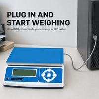 Báscula Industrial de Banco con Capacidad de 30 kg, Transferencia de Datos por USB, Plato Grande y Pantalla Retroiluminada para Logística y Control de Inventario