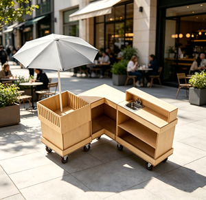 Chariots mobiles d'extérieur, chariot commercial combiné pour bois, café, snacks, idéal pour la promotion et le marché - Product Image 6
