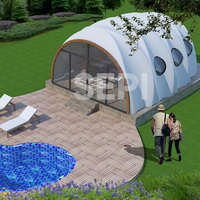 Tentes de glamping préfabriquées Domo Tiny Hut en Roumanie avec isolation PVDF, pour hôtels, resorts et hébergements de type coquille.
