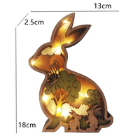 Printemps Jardin LED Lapin De Pâques 3D Sculpture Sur Bois Ornements Pâques Décoration De La Maison En Bois Artisanat Creux Bois Artisanat Décoration