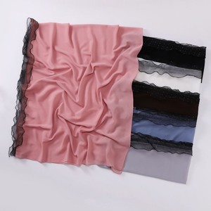 Hot Selling 170cm Shiny Glitter <b>Chiffon</b> <b>Scarf</b> Soft Muslim Women Diamond Lace Edge Hijabs Ethnic Bandanas - Product Image 4