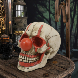 Đáng Sợ Jester Clown Harriquin Joker <span class=keywords><strong>Skull</strong></span> Với Bức Tượng Mũi Đỏ - Product Image 2
