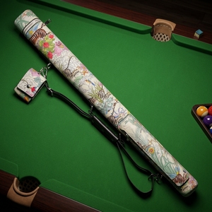 R-GB-2K Sac de transport pour queue de <span class=keywords><strong>billard</strong></span> 1/2 en cuir PU blanc de haute qualité, 2 trous, 1B1S, motif Jungle Tiger, vente en gros - Product Image 1
