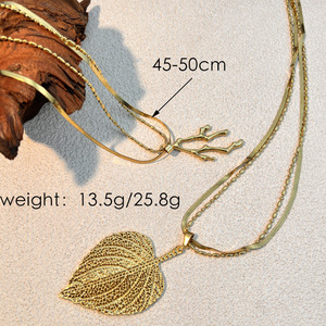 Nuovo Modello di Collana a Foglia d'Acero con Design a Doppio Strato - Accessorio Versatile per Uso Quotidiano, Ideale come Regalo per <span class=keywords><strong>Amici</strong></span> - Product Image 2