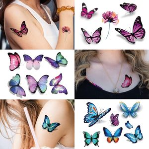 Tatouage Temporaire 3D Papillon conçu Adulte Fille Cuisse 3D Aquarelle Cheval Elk Temp Tatoo Autocollant Bras Dos Corps Art <span class=keywords><strong>Maquillage</strong></span> - Product Image 4