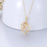 Bijoux sur le thème des survivants du cancer du sein Collier pendentif coeur ruban rose en or massif 14 carats