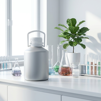Bouteille en aluminium de qualité médicale de 2,6 L avec poignée, conteneur d'huile essentielle de 2600 ml, finition argent brossé
