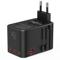 Chargeur mural GaN à charge rapide Type-C Wontravel 75W, 5 ports, adaptateur de voyage CE/FCC pour prises EU/UK/US/AU
