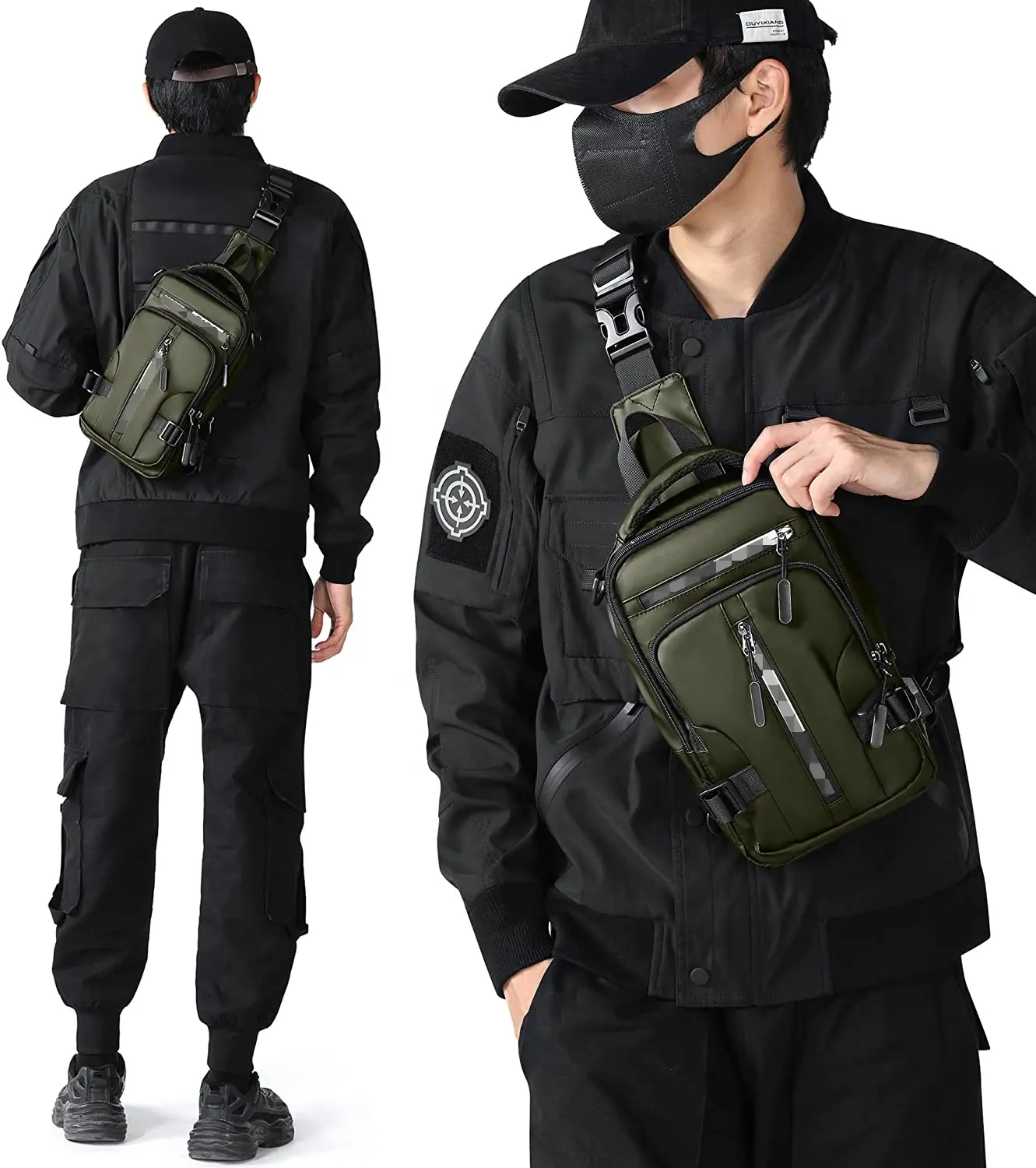 Travel Designer USB Port Small Custom Unisex Sling Bag Backpack Korean Sport Leather Crossbody Men Sling Bag