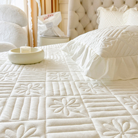 Nouvel Arrivage Parure de Lit 4 Pièces Épaisse et Confortable en Dentelle Volantée Blanc Beige 400TC