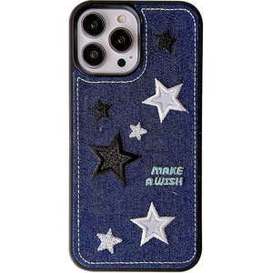 เคสโทรศัพท์ผ้ายีนส์ปักลายดาวและความรักรูปหัวใจแฟชั่นคุณภาพสูงสำหรับ <span class=keywords><strong>iPhone</strong></span> 12 13 14 15 16 <span class=keywords><strong>PRO</strong></span> <span class=keywords><strong>MAX</strong></span> - Product Image 2